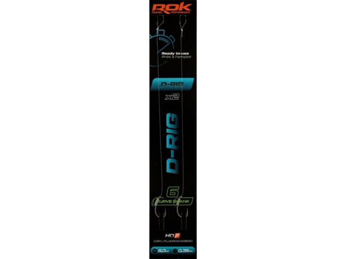 ROK D-RIG Curve Shank - 2db/csomag - előkötött horog - 6 - 0,35mm