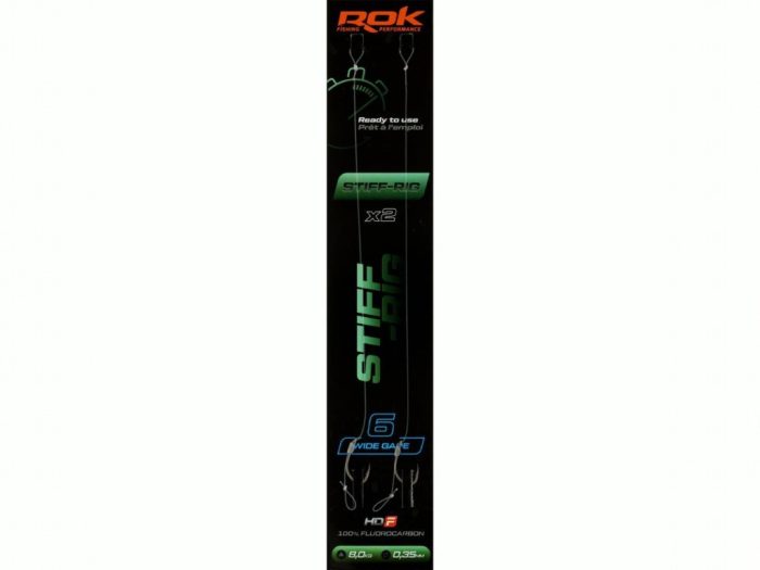 ROK STIFF RIG Wide Gape - 2db/csomag - előkötött horog - 6 - 0,35mm