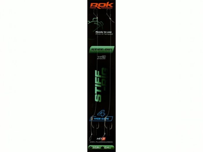 ROK STIFF RIG Wide Gape - 2db/csomag - előkötött horog - 4 - 0,40mm