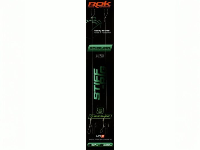 ROK STIFF RIG Curve Shank - 2db/csomag - előkötött horog - 8 - 0,32mm