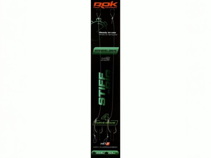 ROK STIFF RIG Curve Shank - 2db/csomag - előkötött horog - 4 - 0,40mm