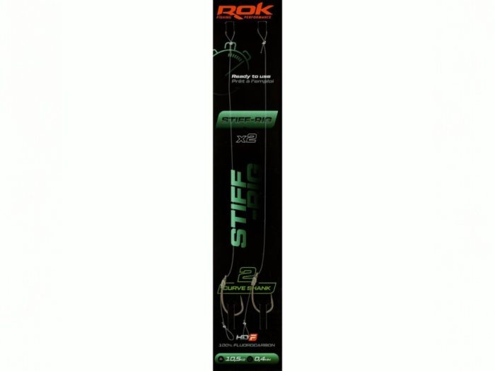 ROK STIFF RIG Curve Shank - 2db/csomag - előkötött horog - 2 - 0,40mm