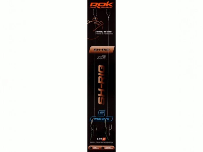 ROK SH-RIG Wide Gape - 2db/csomag - előkötött horog - 6 - 0,35mm