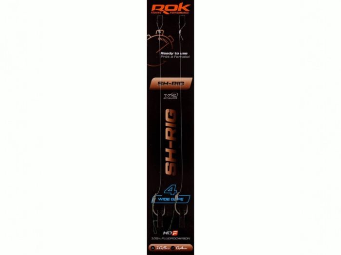 ROK SH-RIG Wide Gape - 2db/csomag - előkötött horog - 4 - 0,40mm