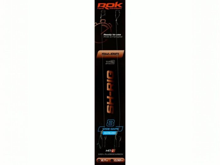 ROK SH-RIG Wide Gape Barbless - 2db/csomag - előkötött szakáll nélküli horog - 8 - 0,32mm