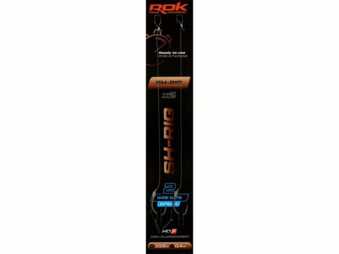 ROK SH-RIG Wide Gape Barbless - 2db/csomag - előkötött szakáll nélküli horog - 2 - 0,40mm