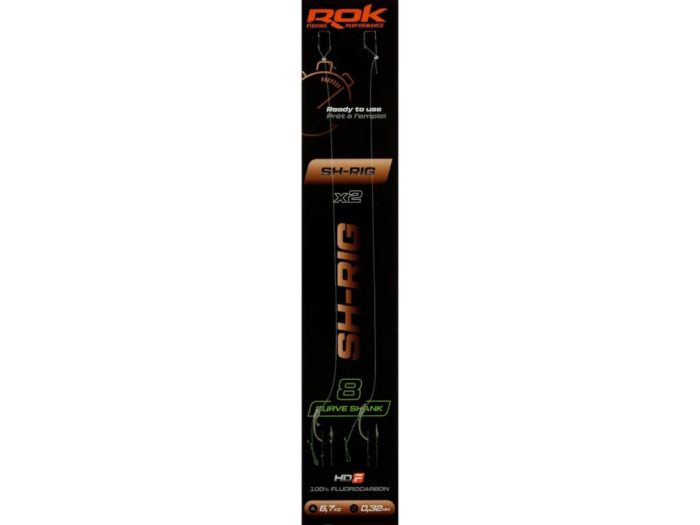 ROK SH-RIG Curve Shank - 2db/csomag - előkötött horog -  8 - 0,32mm