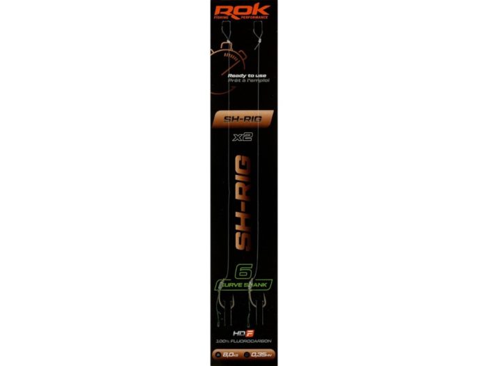 ROK SH-RIG Curve Shank - 2db/csomag - előkötött horog - 6 - 0,35mm