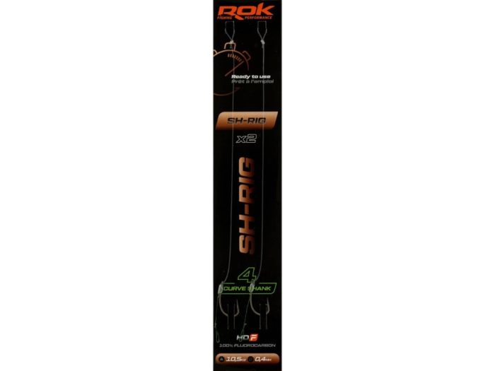 ROK SH-RIG Curve Shank - 2db/csomag - előkötött horog - 4 - 0,40mm