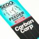 SEDO Carbon Carp Feeder Barbless-  előkötött Szakáll nélküli Feeder előke 8-as 0.14mm fonott damil - 10mm tüske