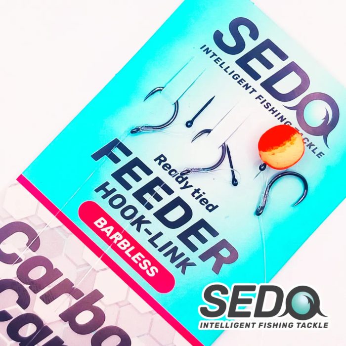 SEDO Carbon Carp Crystal Monofil Feeder rig Barbless - Szakáll Nélküli Feeder előke 6-os 0.225mm-es monofil damil